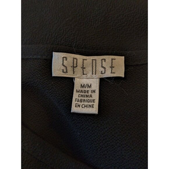 Spense Blouse Women Size Medium Black Split Long Bell Sleeve Grommet Accent - Picture 7 of 8